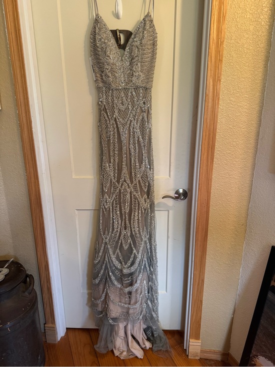 Jovani Dresses & Skirts - Jovani Silver Beaded Prom Gown